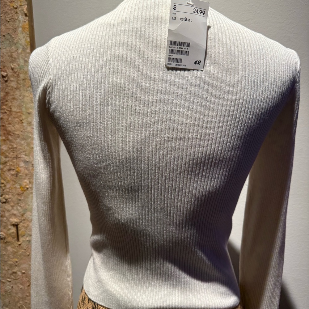 H&M Cream Ribbed Knit Top - Picture 3 of 7